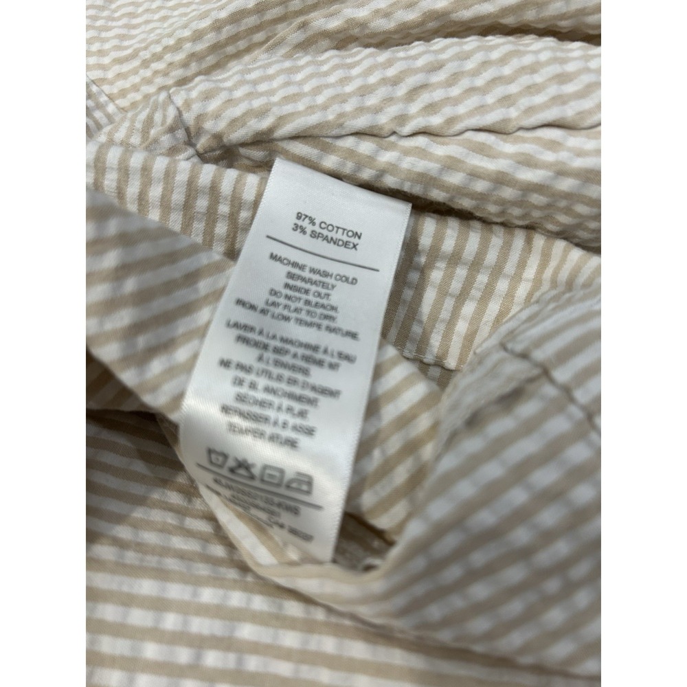 JOE'S Cotton Seersucker Puff Sleeve Top In Khaki White Stripe Size Medium - Picture 8 of 8